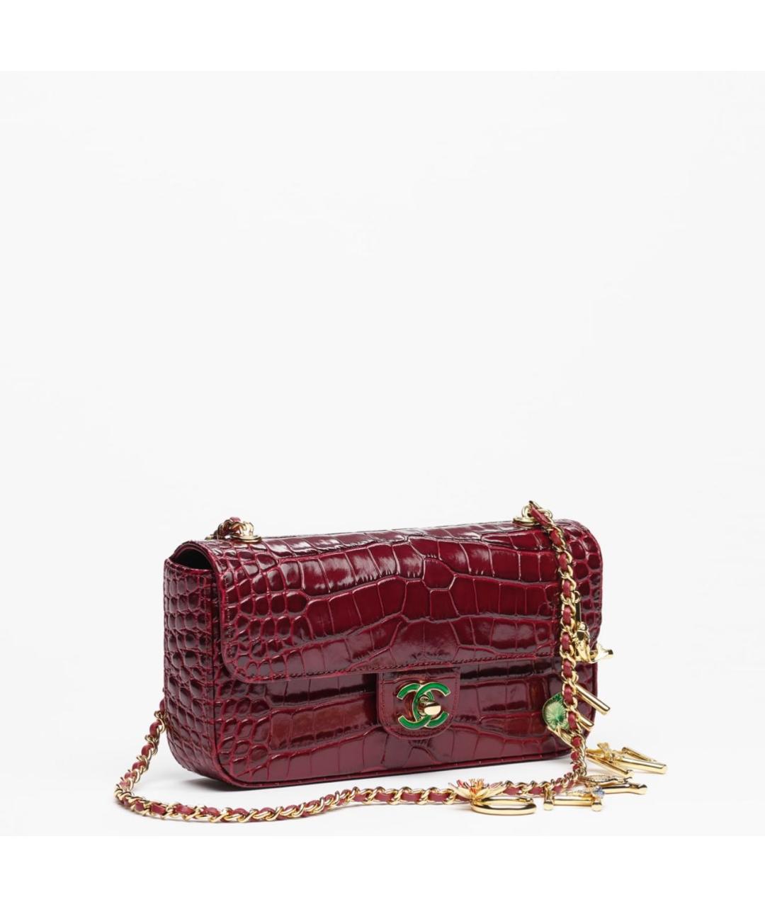 CHANEL Бордовая кожаная сумка через плечо, фото 2