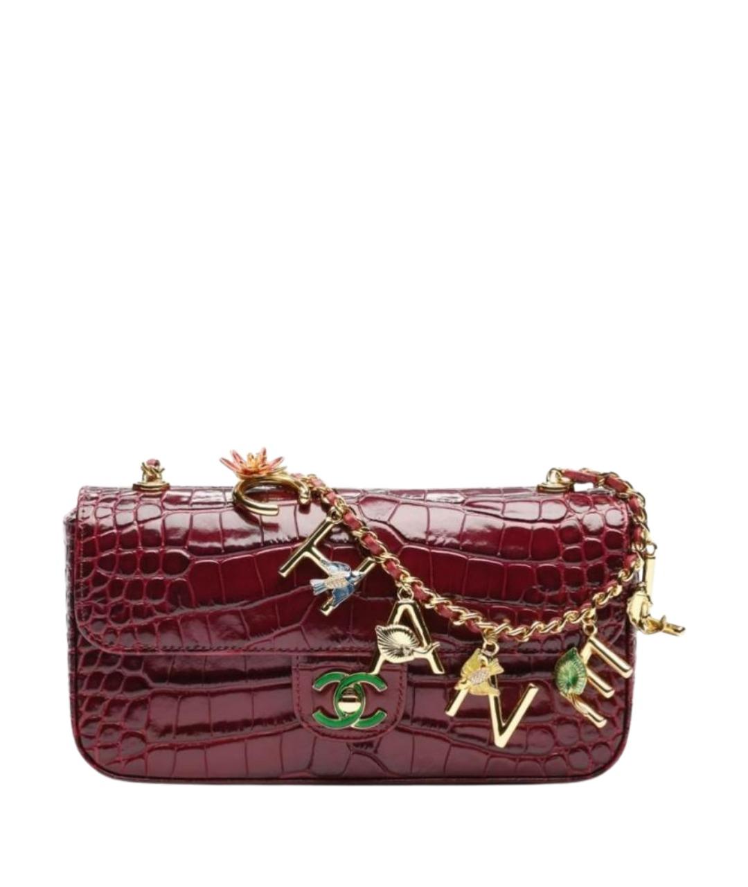 CHANEL Бордовая кожаная сумка через плечо, фото 1