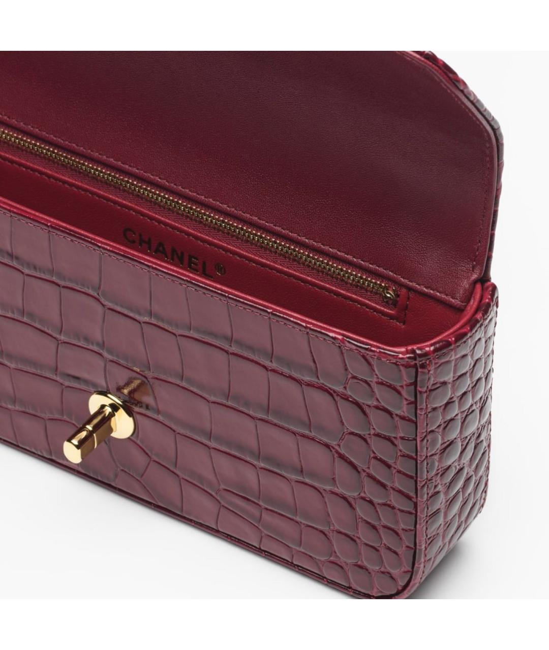 CHANEL Бордовая кожаная сумка через плечо, фото 3