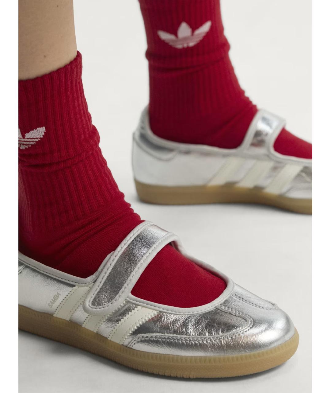 ADIDAS Серебряные кожаные кеды, фото 5
