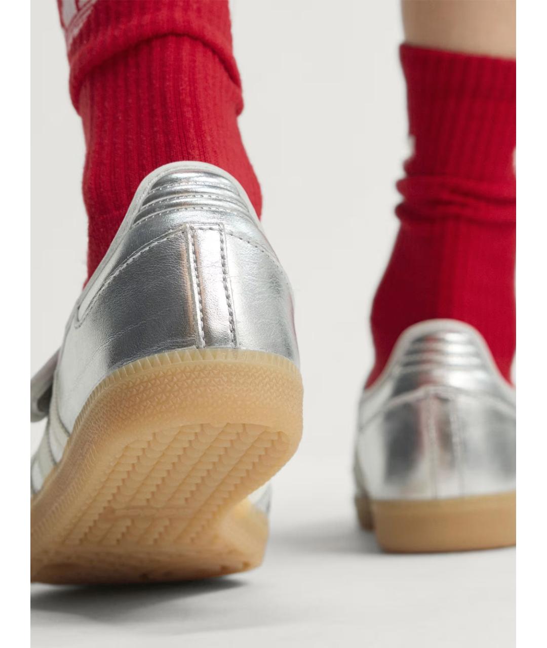 ADIDAS Серебряные кожаные кеды, фото 4