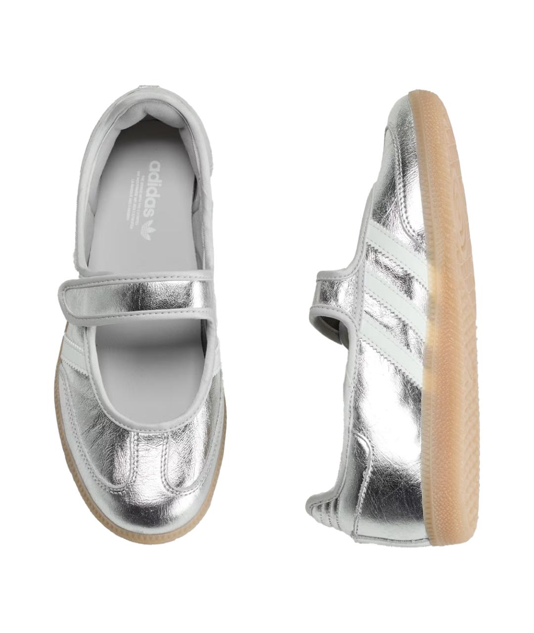 ADIDAS Серебряные кожаные кеды, фото 3