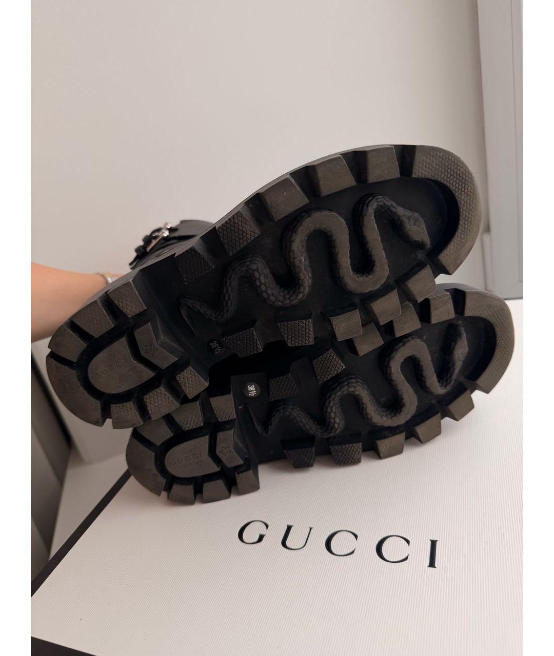 GUCCI Черные кожаные ботинки, фото 6