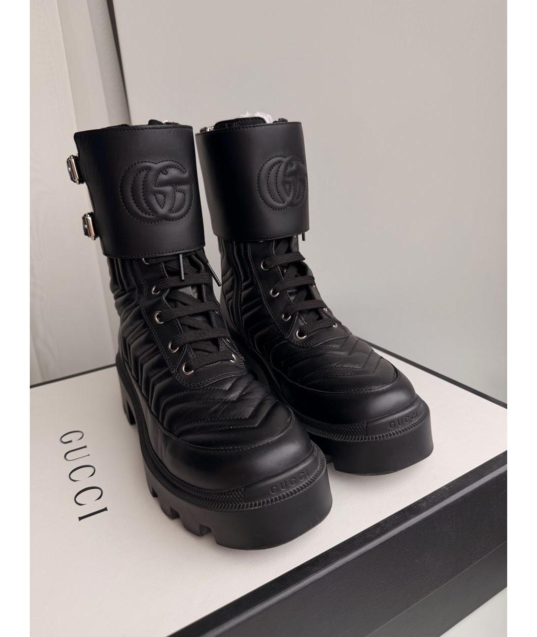 GUCCI Черные кожаные ботинки, фото 2