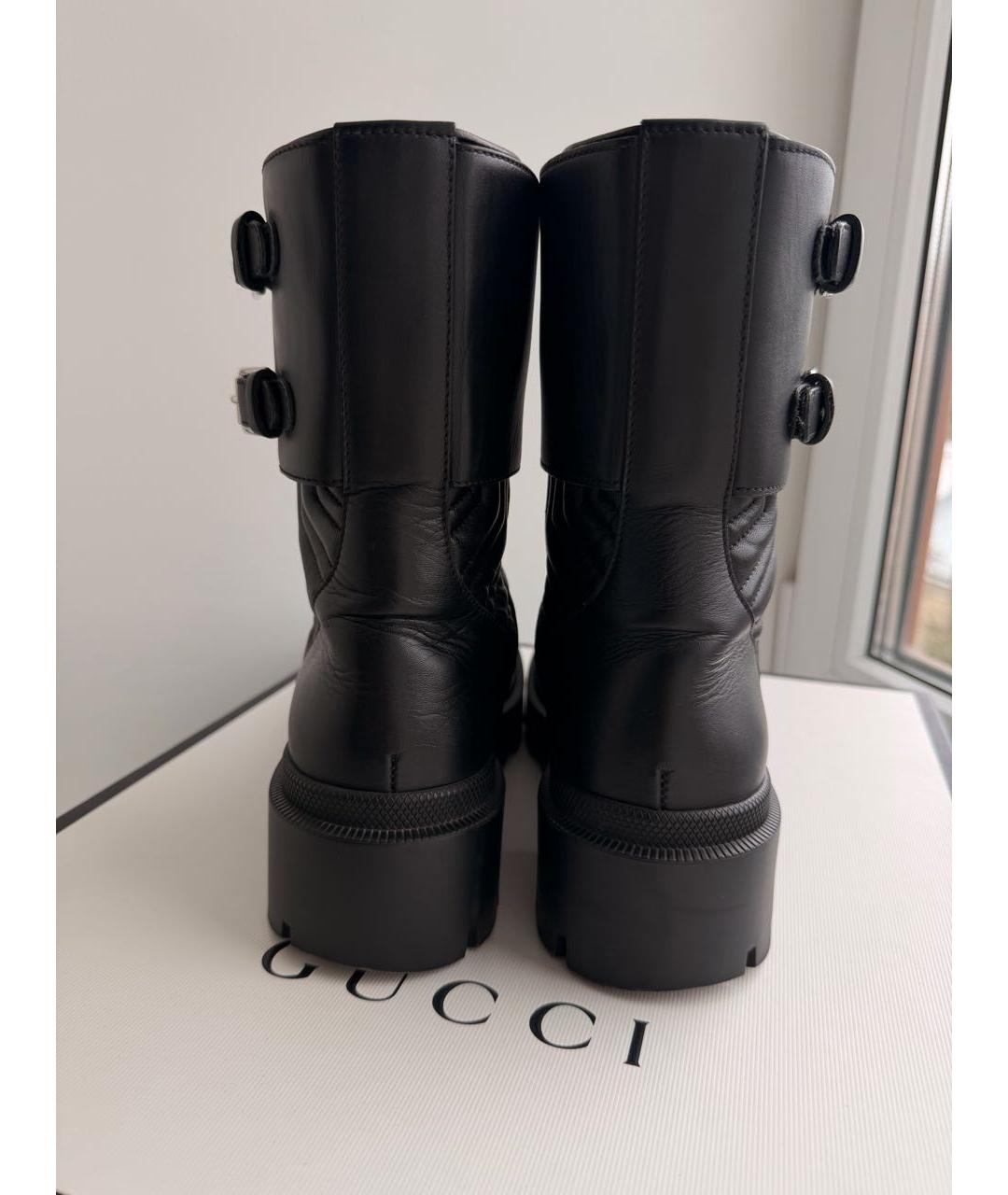 GUCCI Черные кожаные ботинки, фото 4