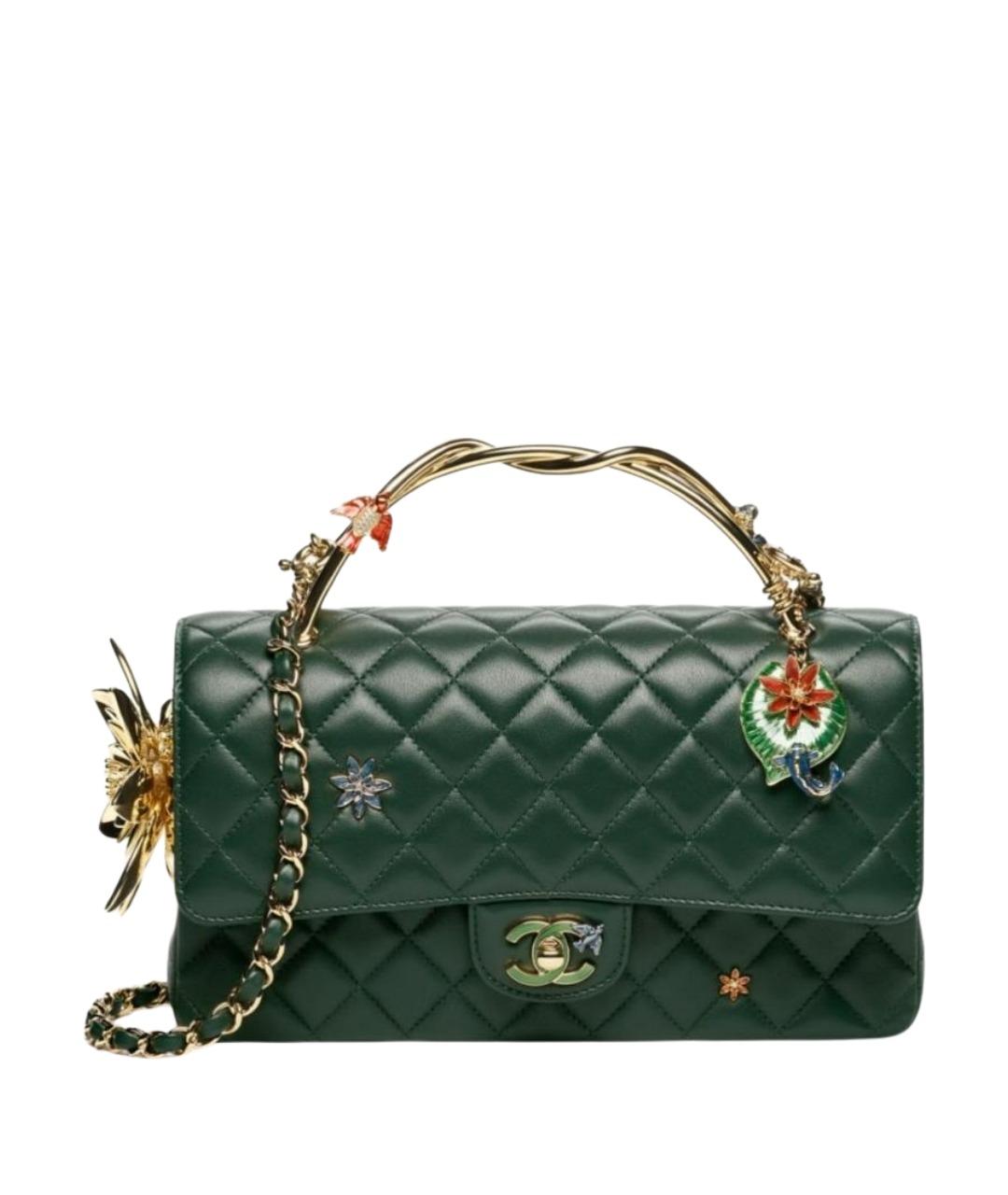 CHANEL Зеленая кожаная сумка через плечо, фото 1