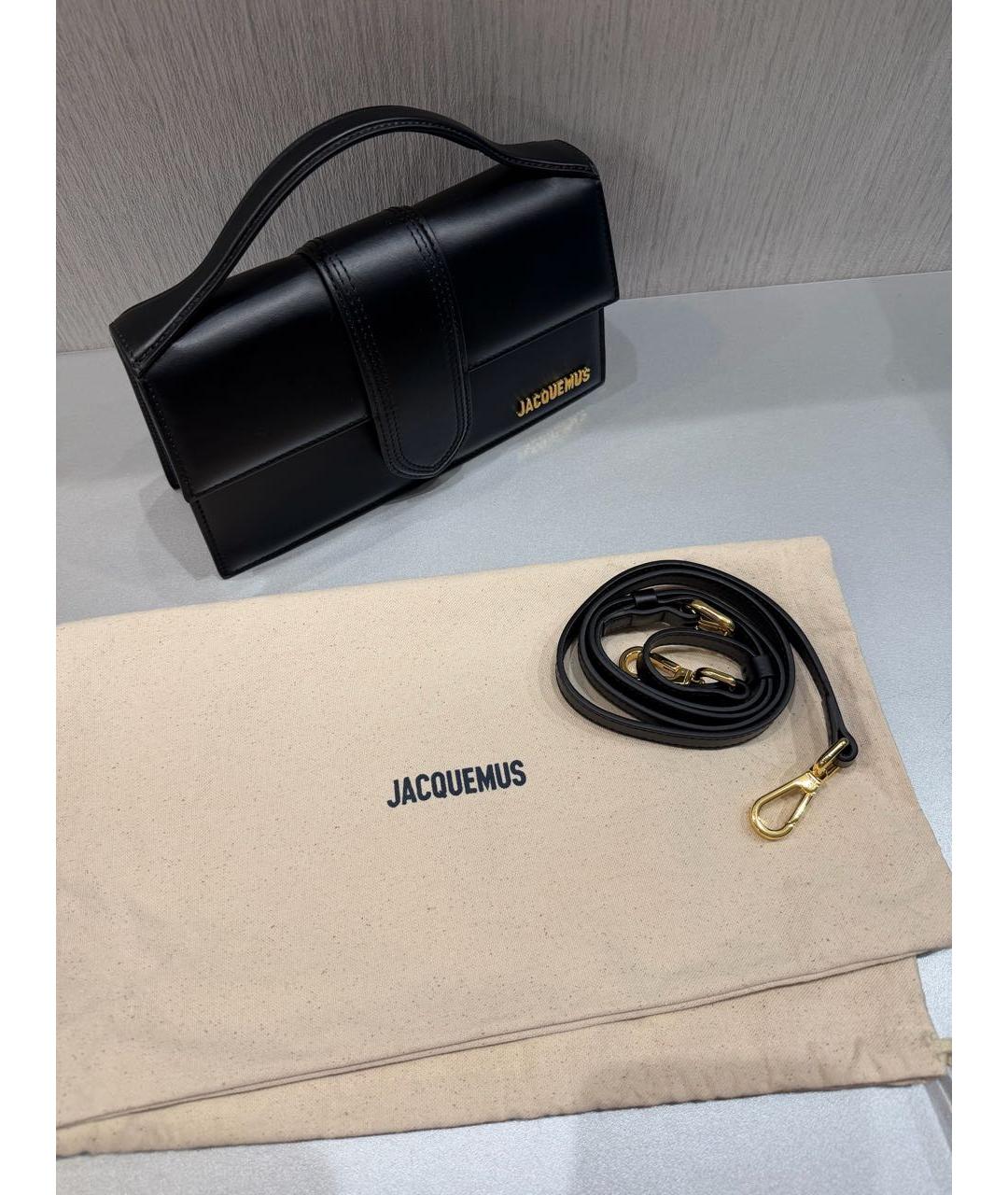 JACQUEMUS Черная кожаная сумка через плечо, фото 3