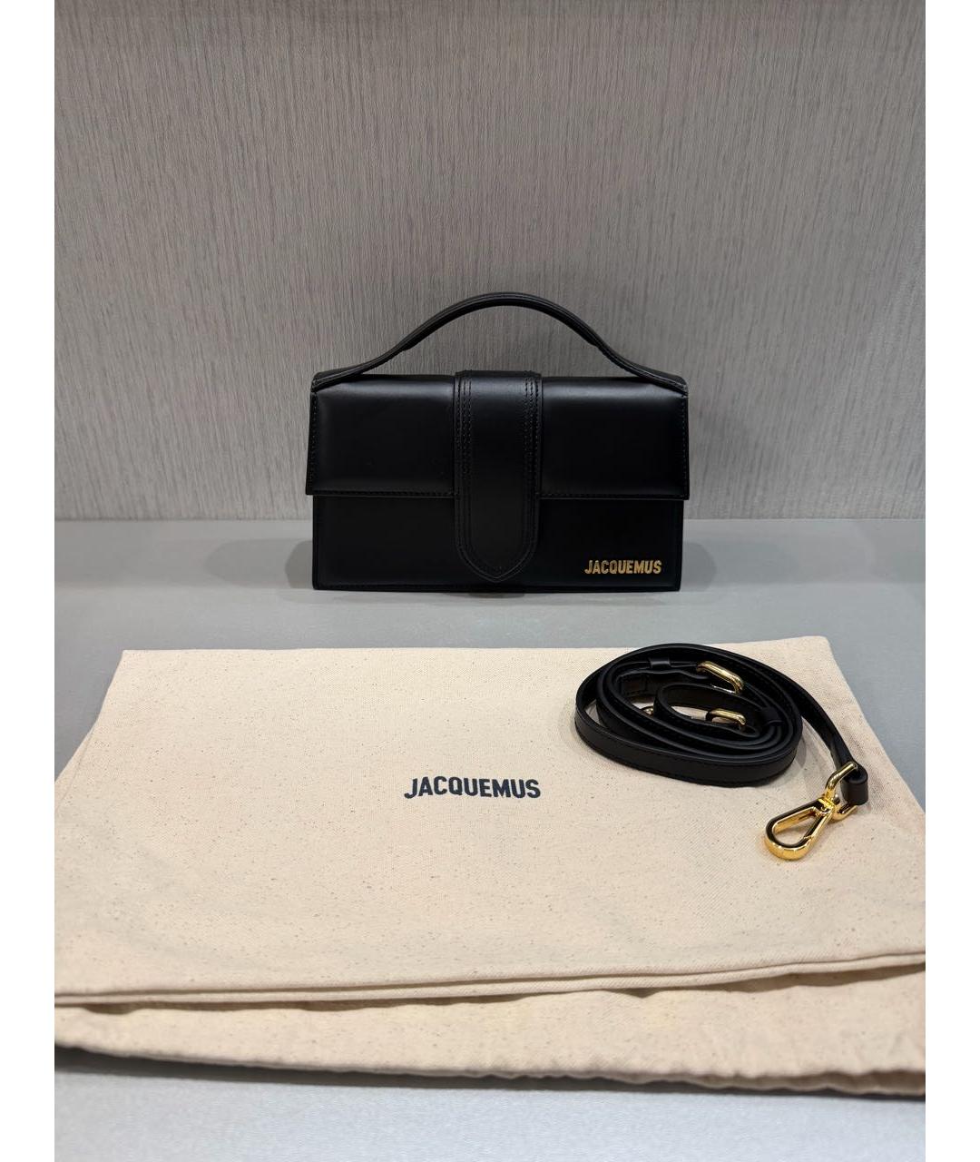 JACQUEMUS Черная кожаная сумка через плечо, фото 2