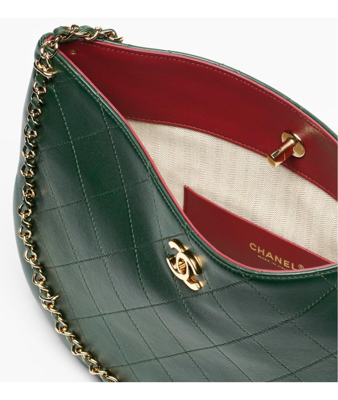 CHANEL Зеленая кожаная сумка через плечо, фото 3