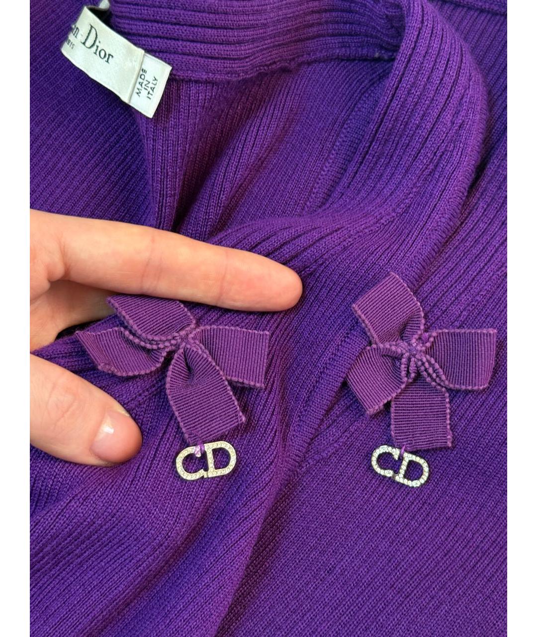 CHRISTIAN DIOR Фиолетовый шерстяной кардиган, фото 5