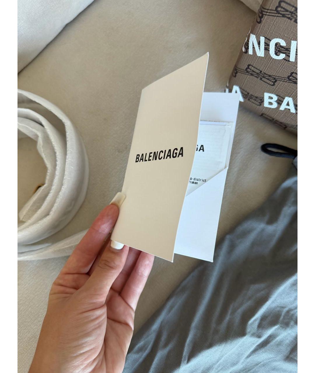 BALENCIAGA Коричневая сумка с короткими ручками из канвы, фото 7