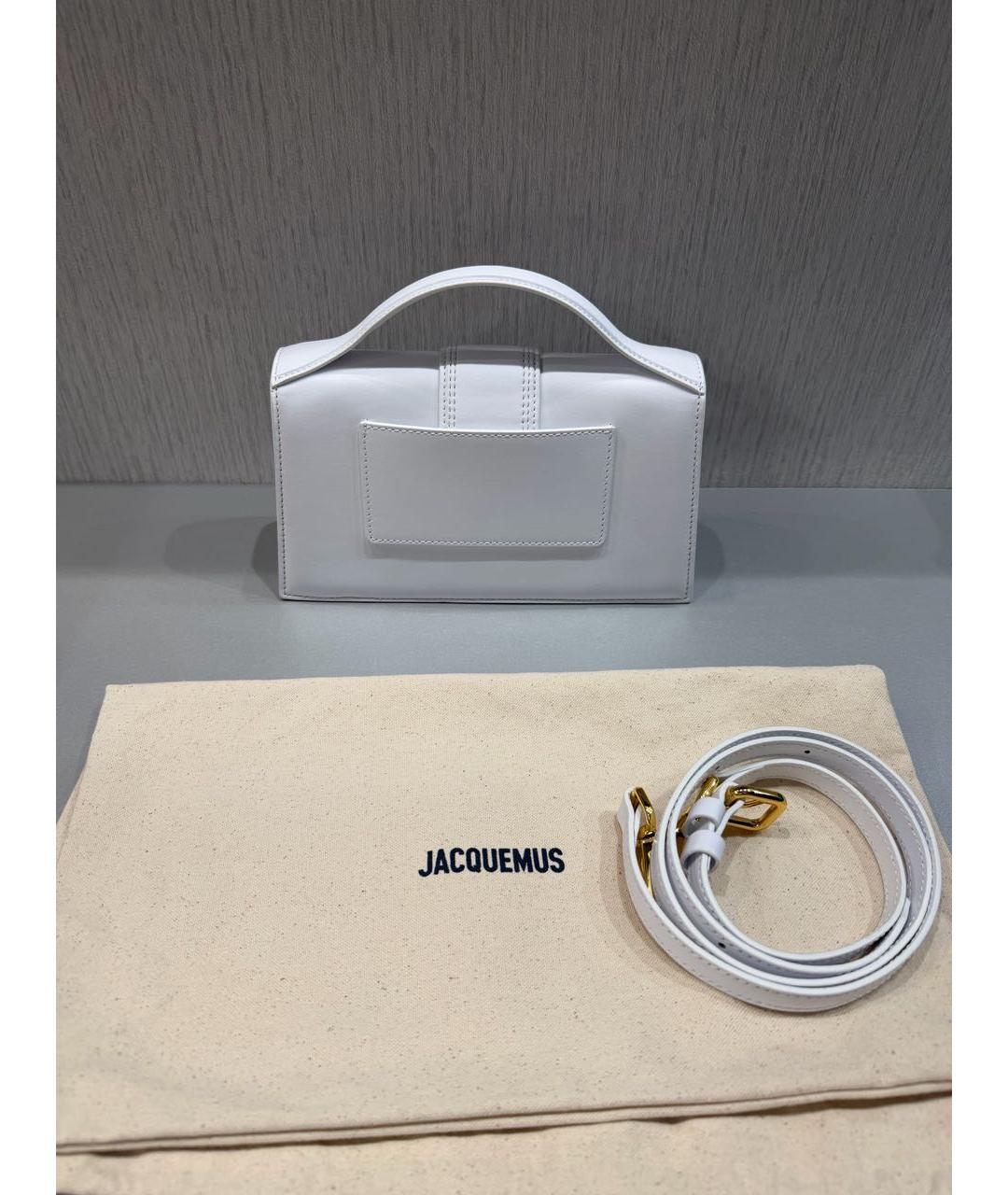 JACQUEMUS Белая кожаная сумка через плечо, фото 4