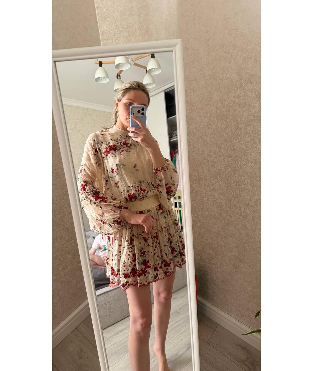 ZIMMERMANN Бежевое шелковое повседневное платье, фото 4