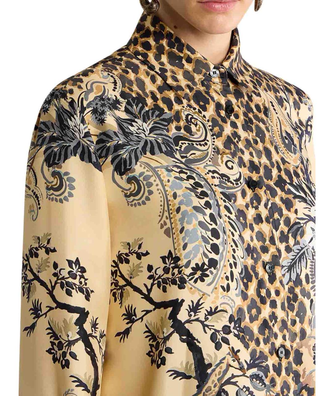 ETRO Бежевая шелковая рубашка, фото 4