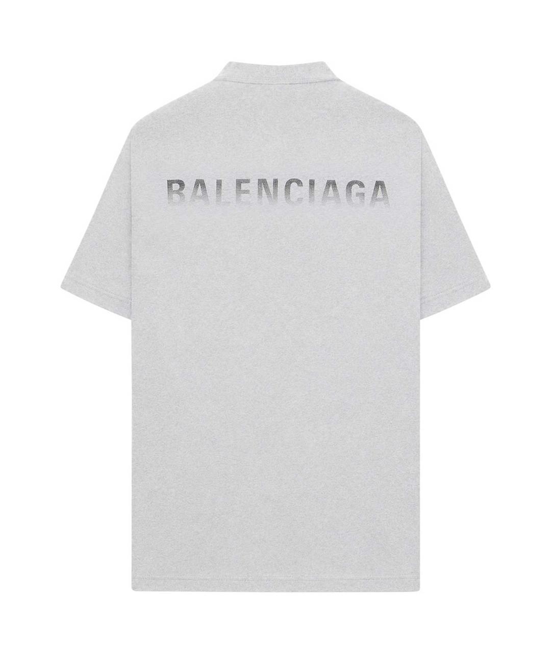 BALENCIAGA Серая хлопковая футболка, фото 2