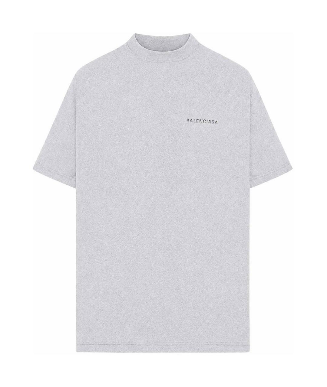 BALENCIAGA Серая хлопковая футболка, фото 1