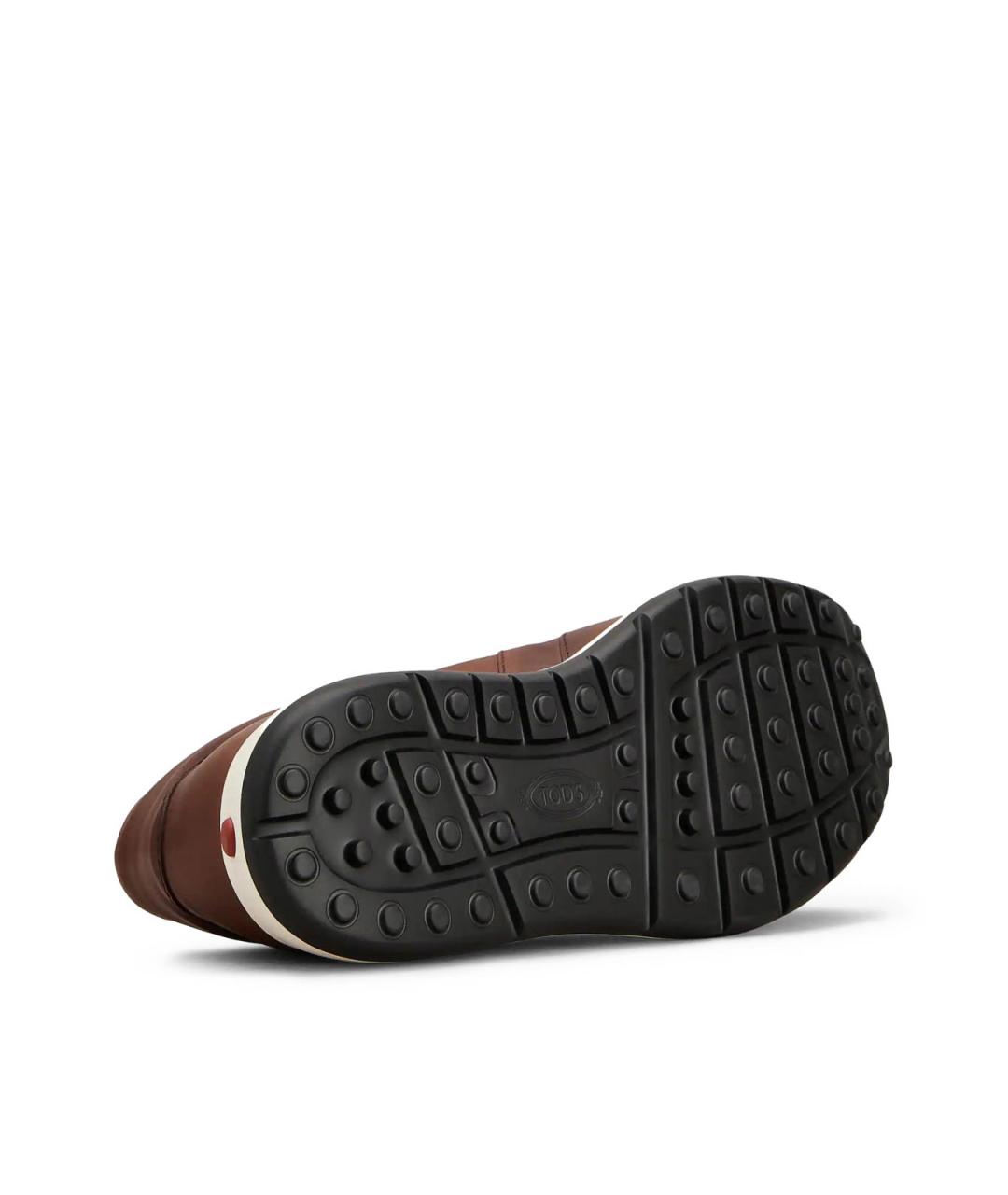 TOD'S Коричневые кожаные низкие кроссовки / кеды, фото 4
