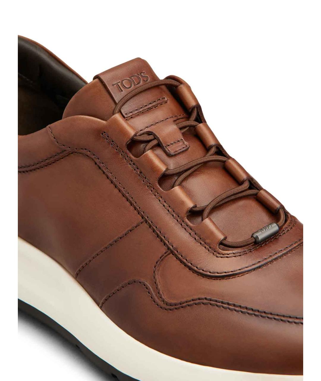 TOD'S Коричневые кожаные низкие кроссовки / кеды, фото 5