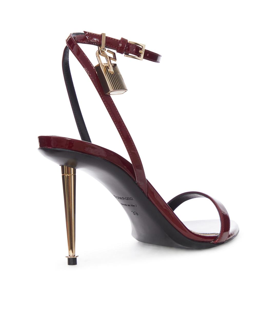TOM FORD Бордовые кожаные босоножки, фото 3