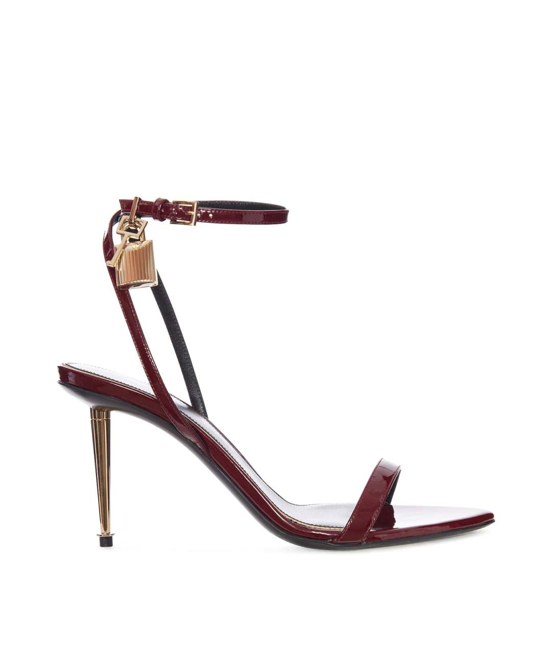 TOM FORD Бордовые кожаные босоножки, фото 1
