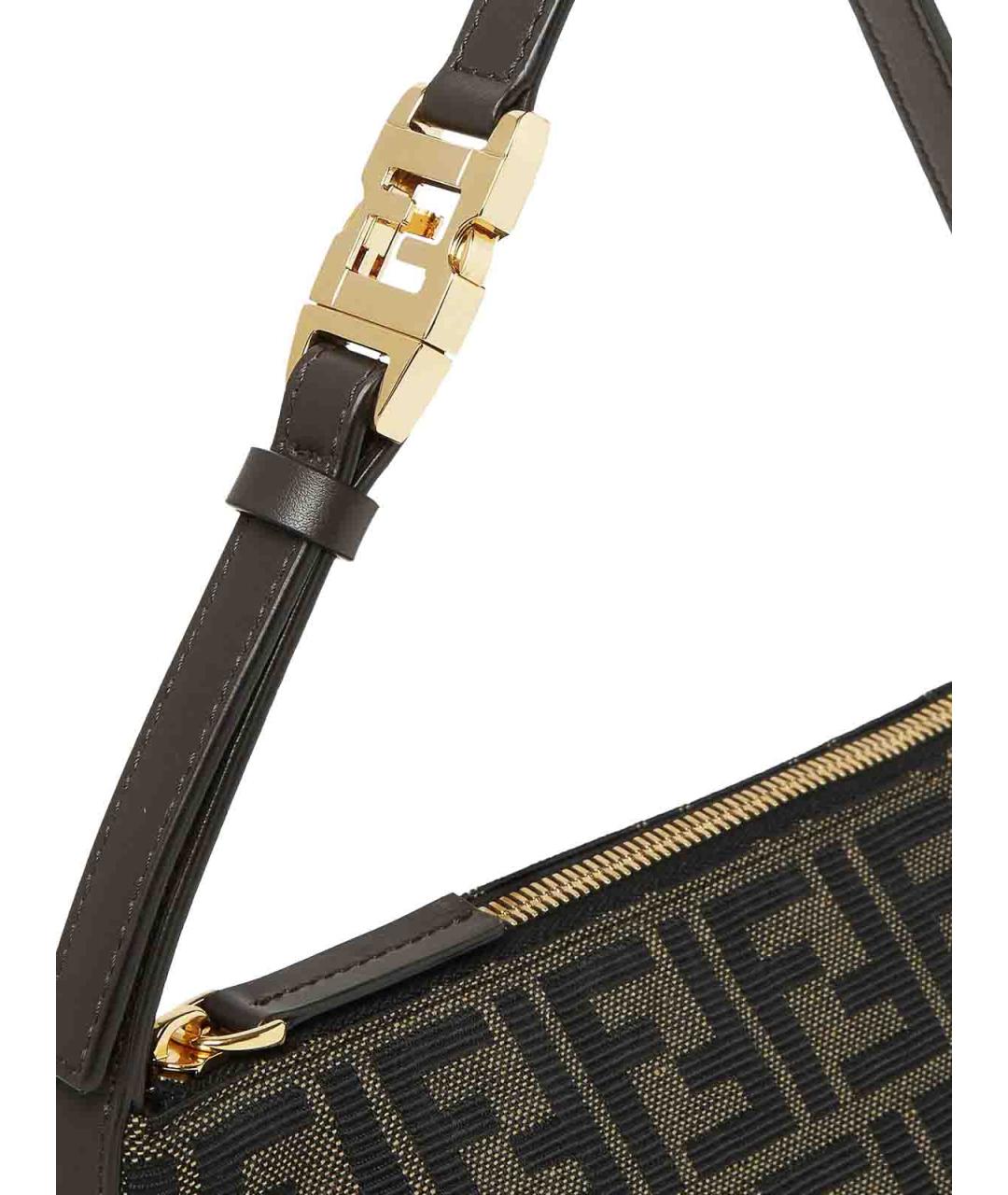 FENDI Коричневая сумка с короткими ручками из канвы, фото 5
