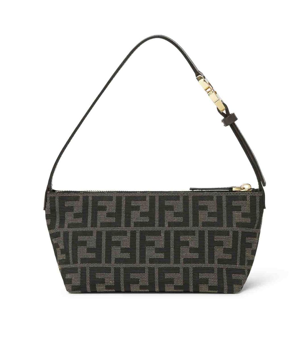 FENDI Коричневая сумка с короткими ручками из канвы, фото 3