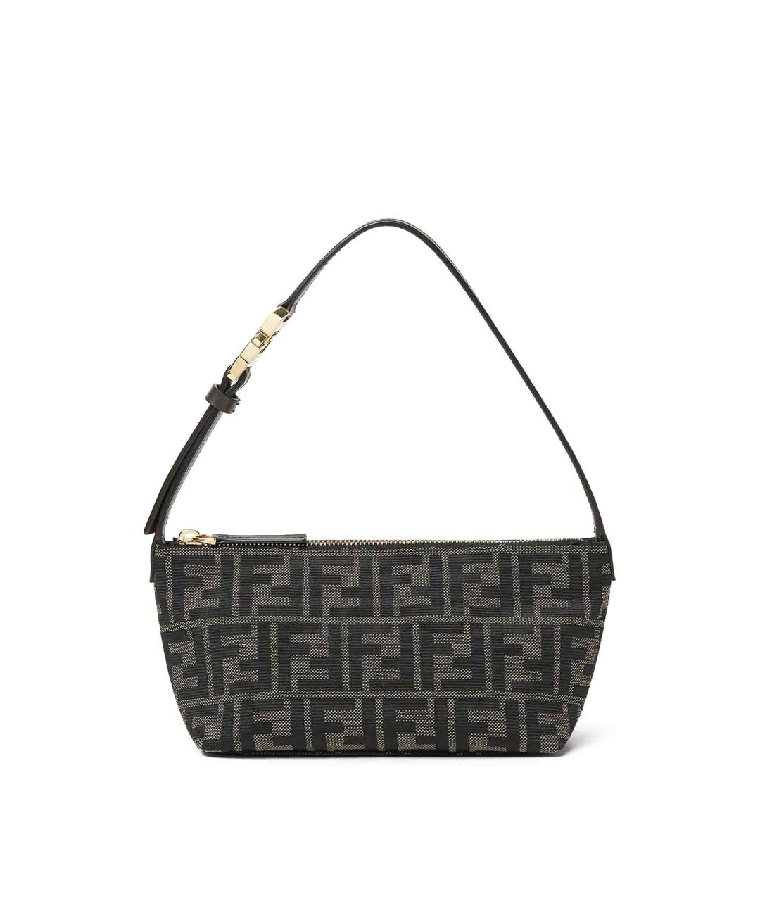 FENDI Коричневая сумка с короткими ручками из канвы, фото 6