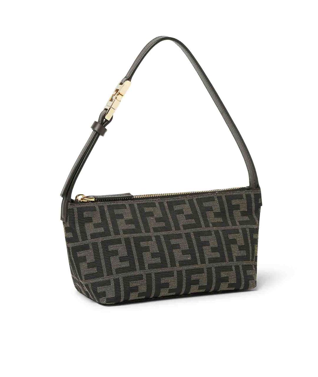 FENDI Коричневая сумка с короткими ручками из канвы, фото 2