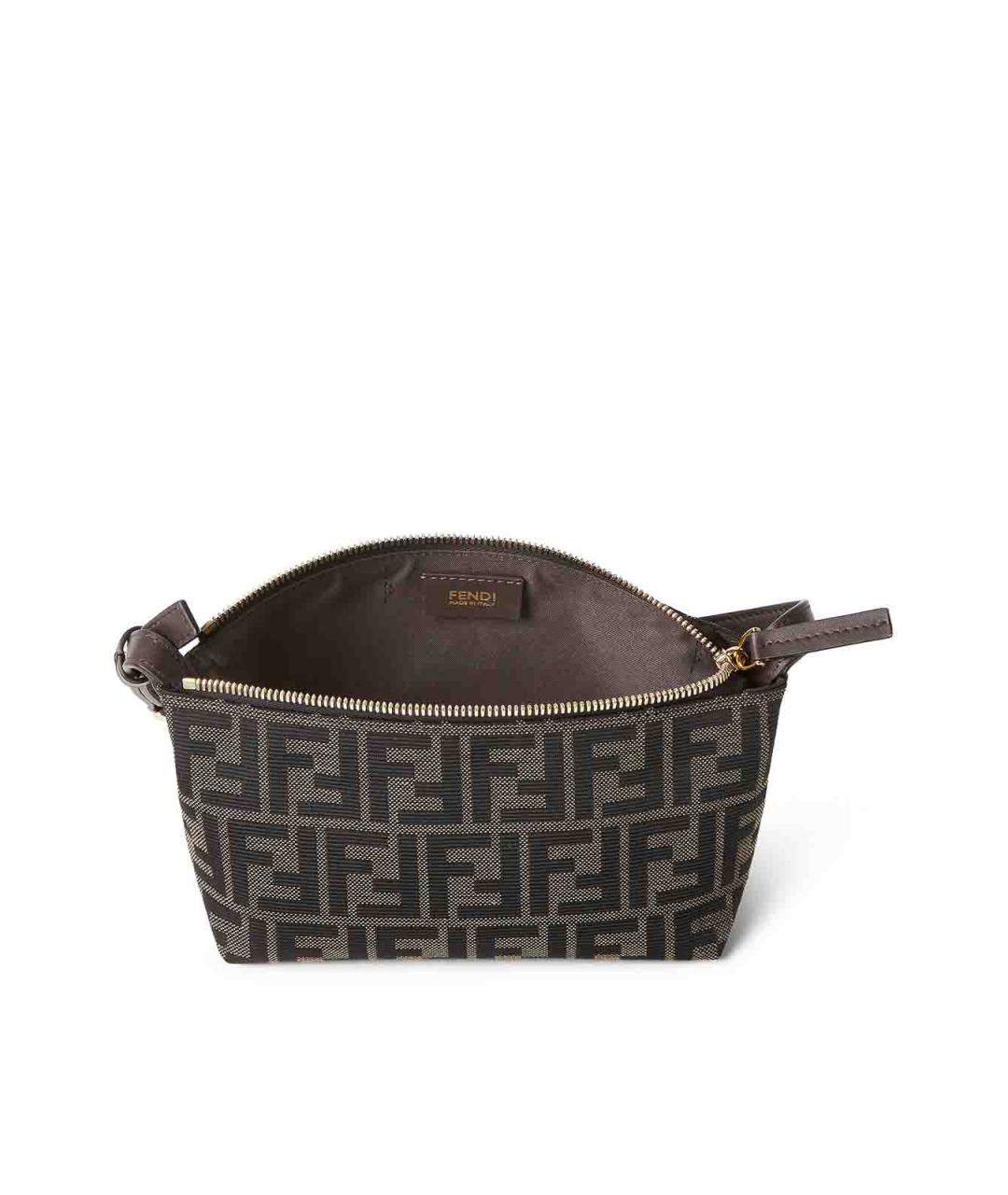 FENDI Коричневая сумка с короткими ручками из канвы, фото 4