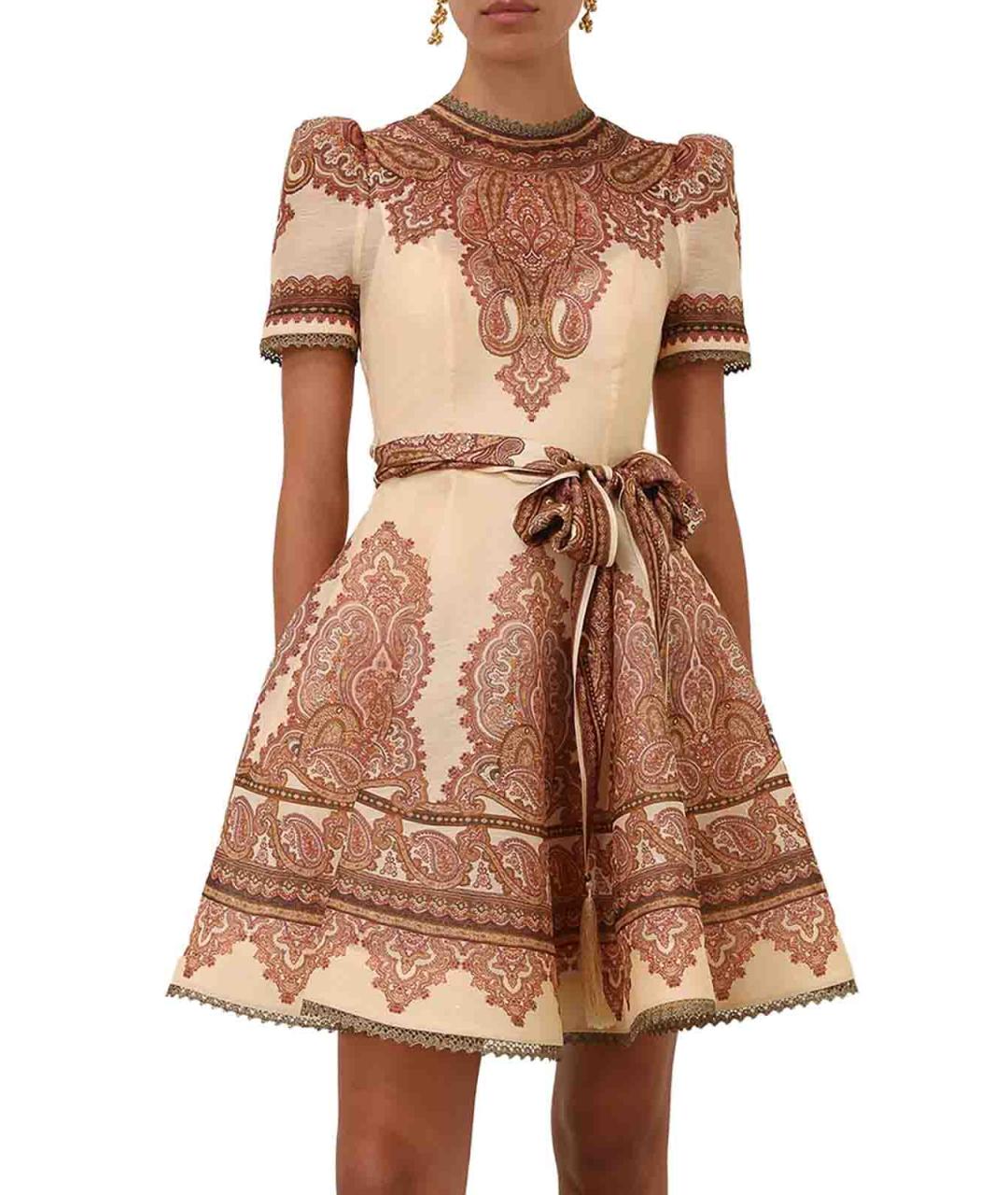 ZIMMERMANN Бежевое льняное повседневное платье, фото 4