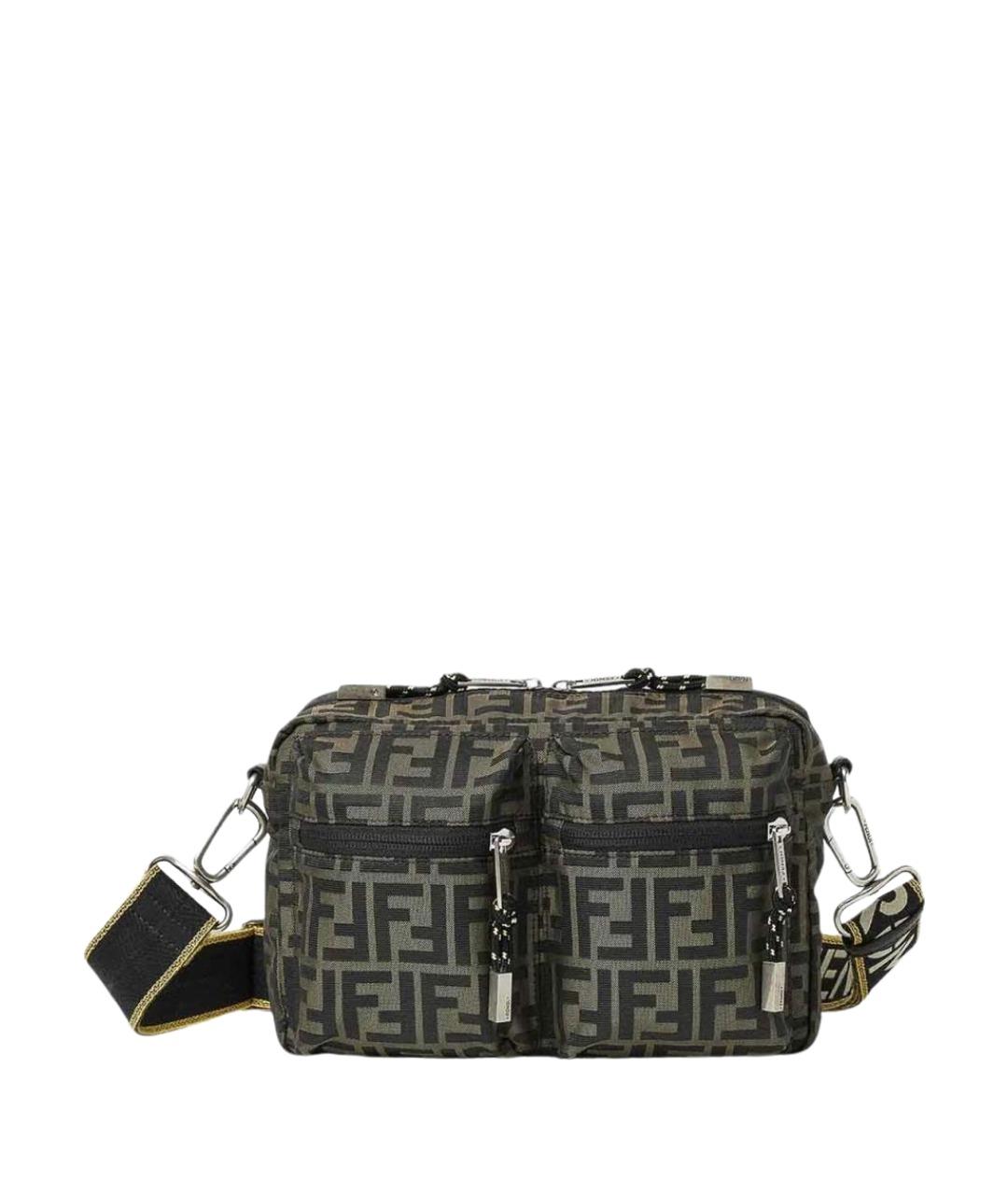 FENDI Коричневая тканевая сумка на плечо, фото 1