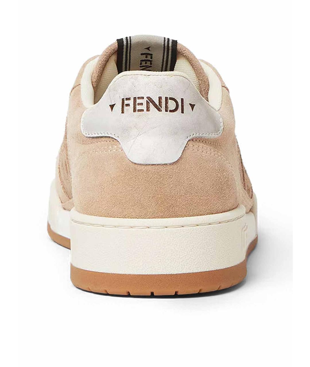 FENDI Бежевые замшевые низкие кроссовки / кеды, фото 4
