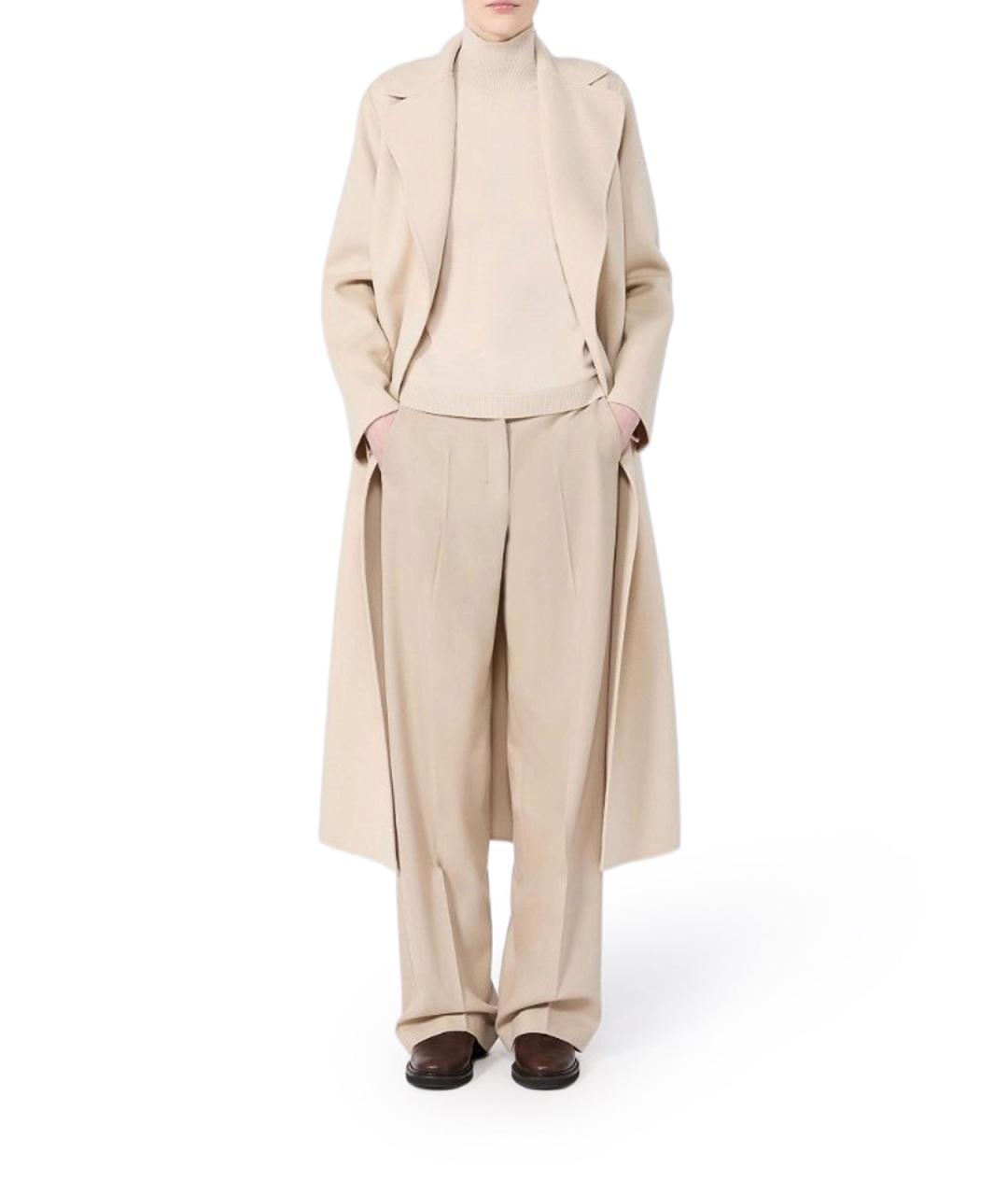 'S MAX MARA Бежевое шерстяное пальто, фото 4