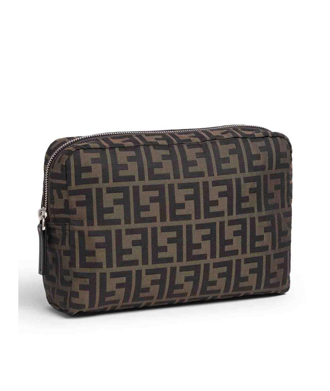 FENDI Коричневая тканевая косметичка, фото 2