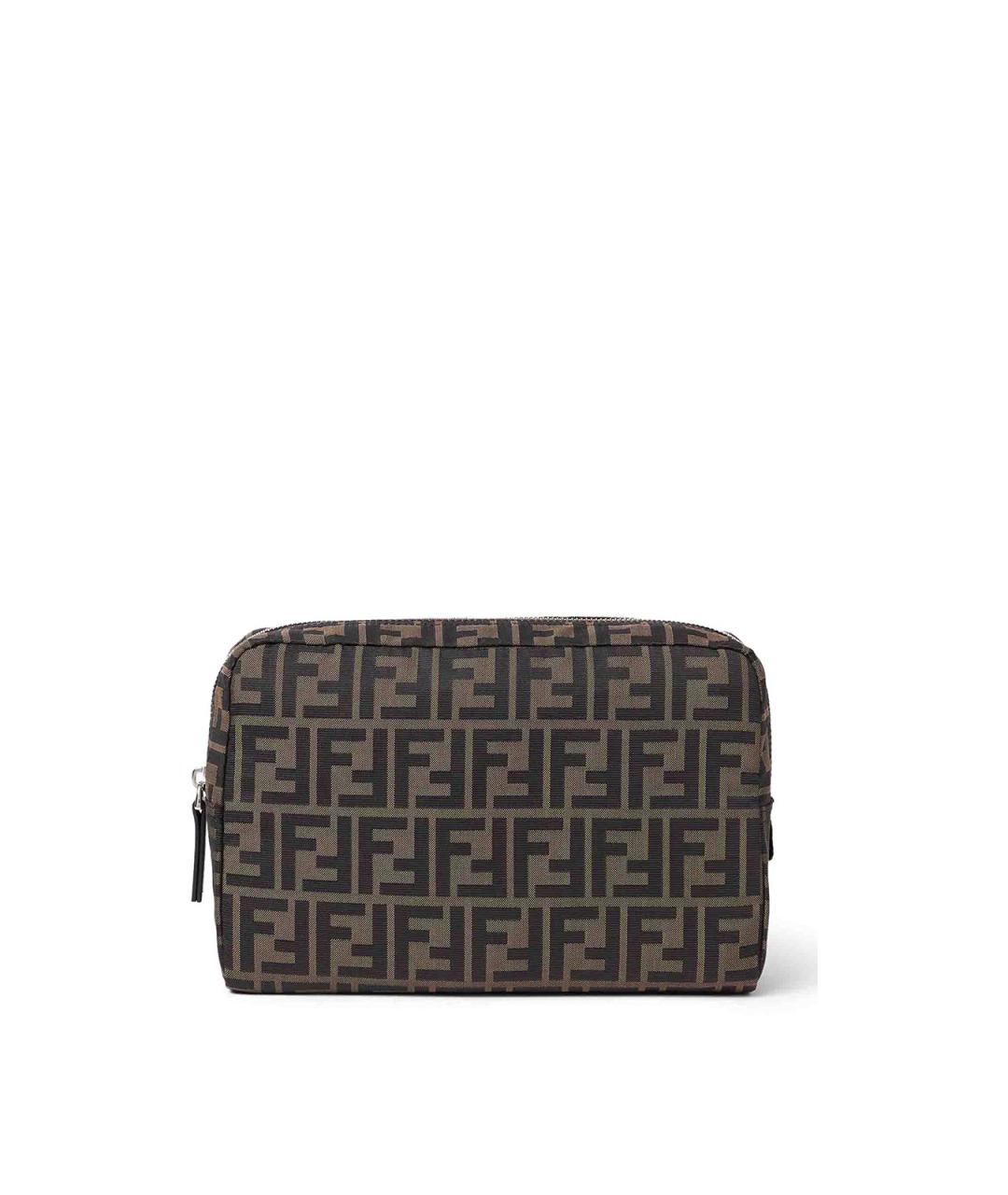 FENDI Коричневая тканевая косметичка, фото 1