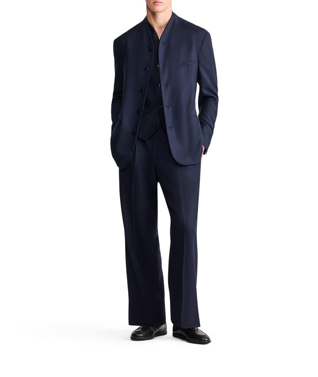 GIORGIO ARMANI Синие вискозные классические брюки, фото 2