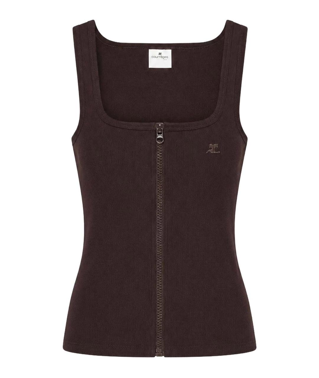COURREGES Коричневая ацетатная майка, фото 1