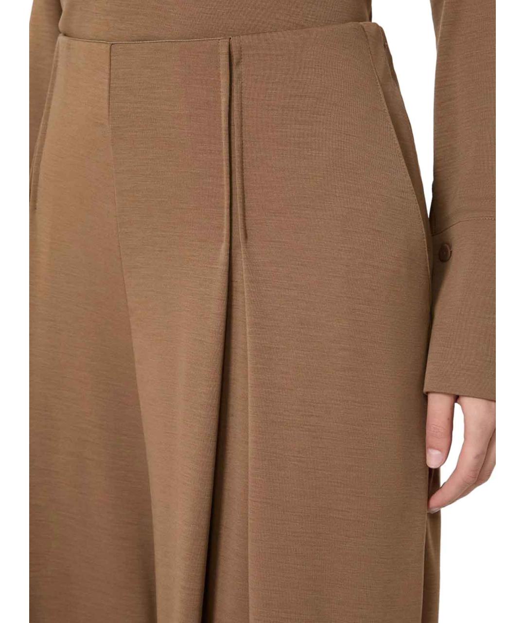 MAX MARA Коричневые шерстяные брюки широкие, фото 5