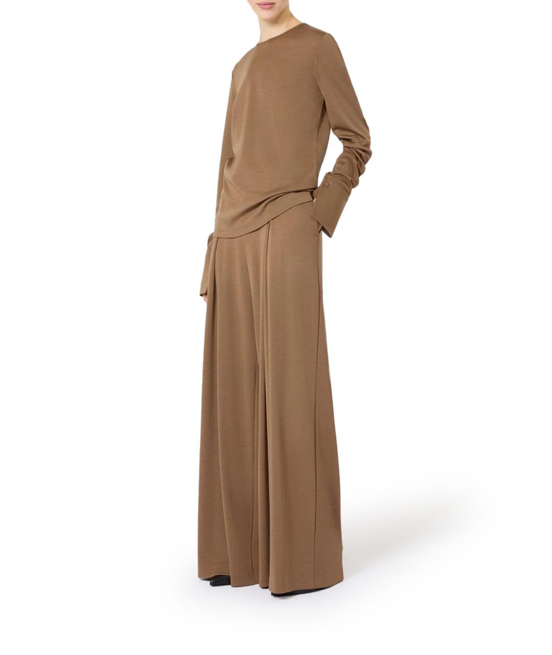 MAX MARA Коричневые шерстяные брюки широкие, фото 2