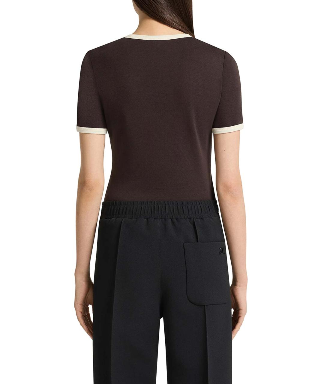 COURREGES Коричневая ацетатная футболка, фото 3