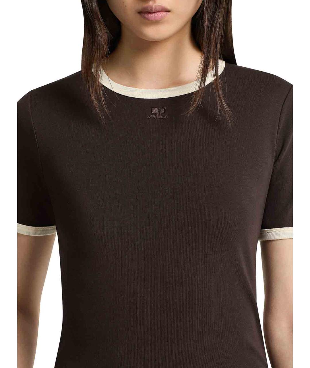 COURREGES Коричневая ацетатная футболка, фото 4