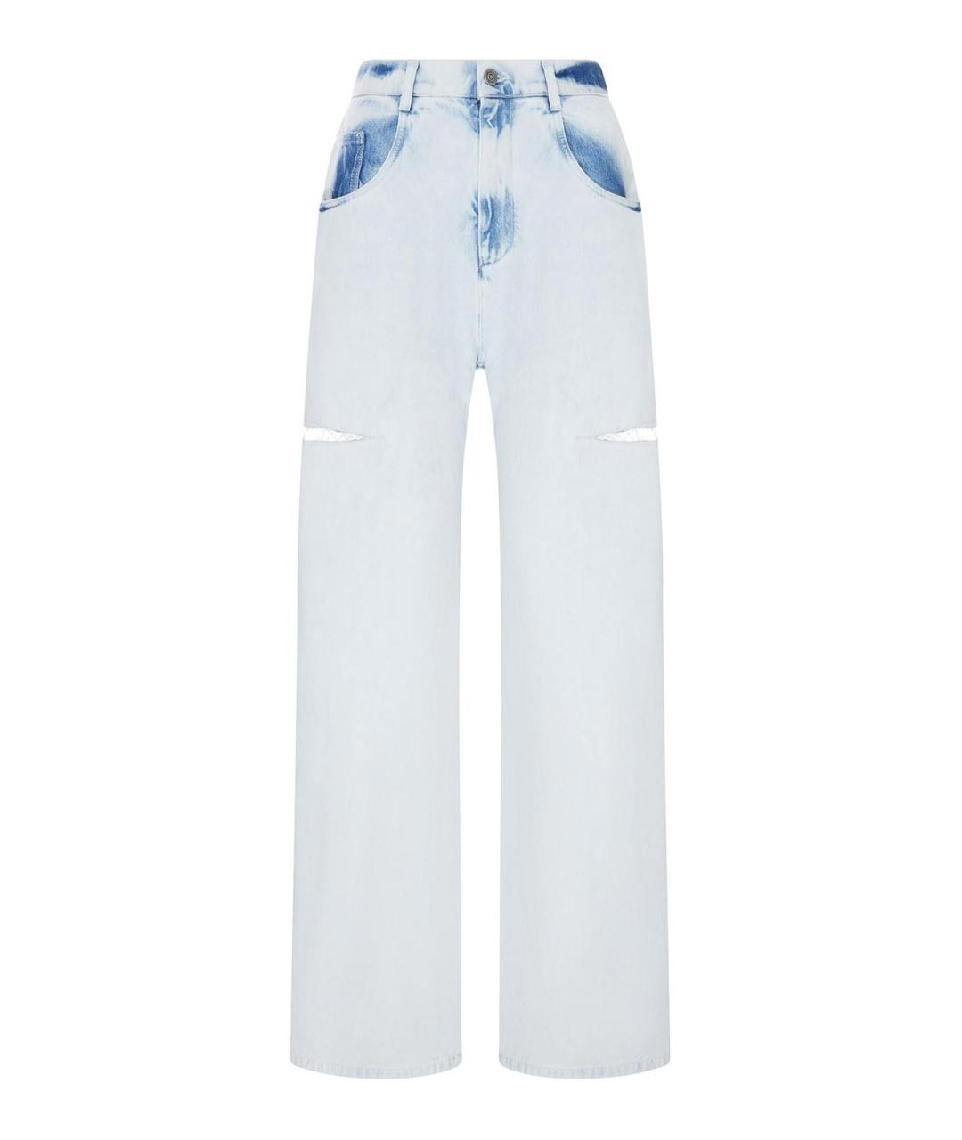 MAISON MARGIELA Голубые хлопковые прямые джинсы, фото 1