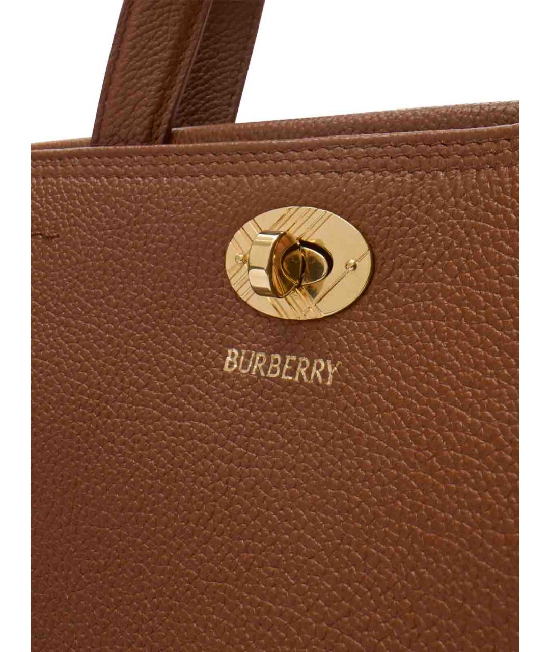 BURBERRY Коричневая кожаная сумка тоут, фото 6