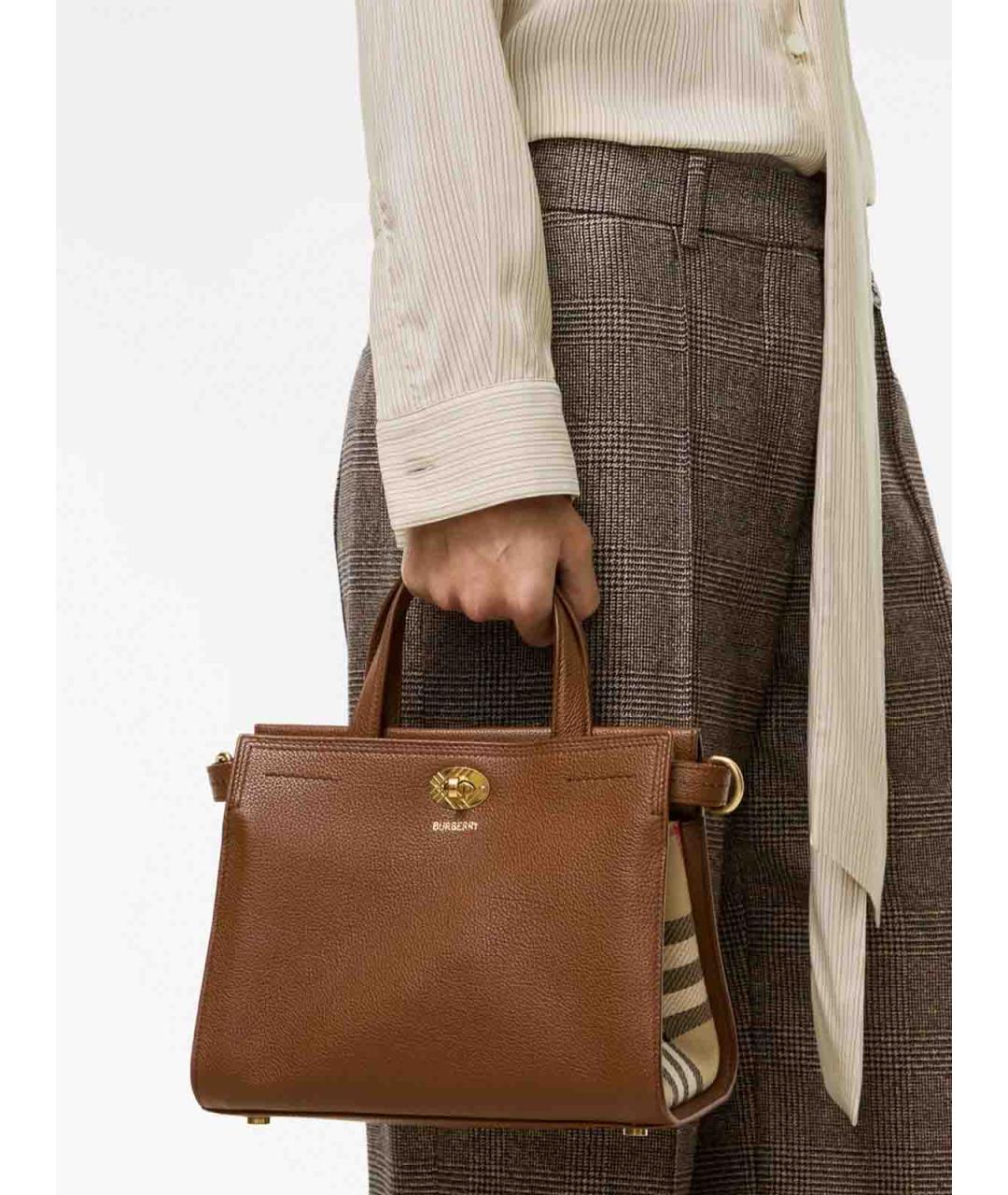 BURBERRY Коричневая кожаная сумка тоут, фото 3
