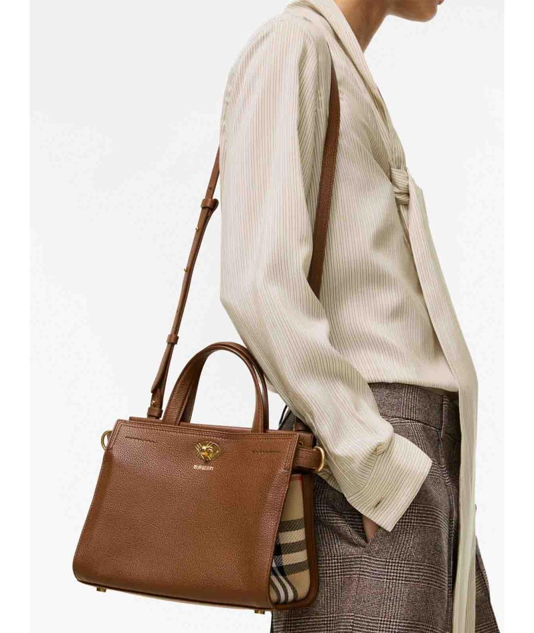 BURBERRY Коричневая кожаная сумка тоут, фото 2
