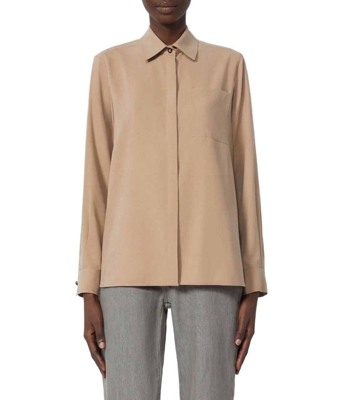 MAX MARA Коричневая шелковая рубашка, фото 2