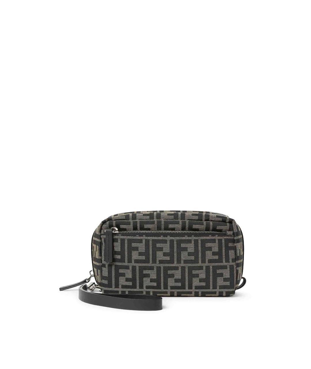 FENDI Коричневая тканевая косметичка, фото 1