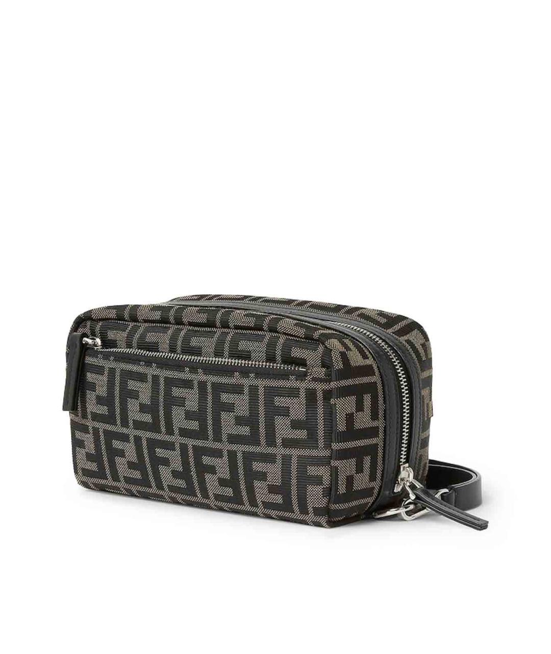 FENDI Коричневая тканевая косметичка, фото 2