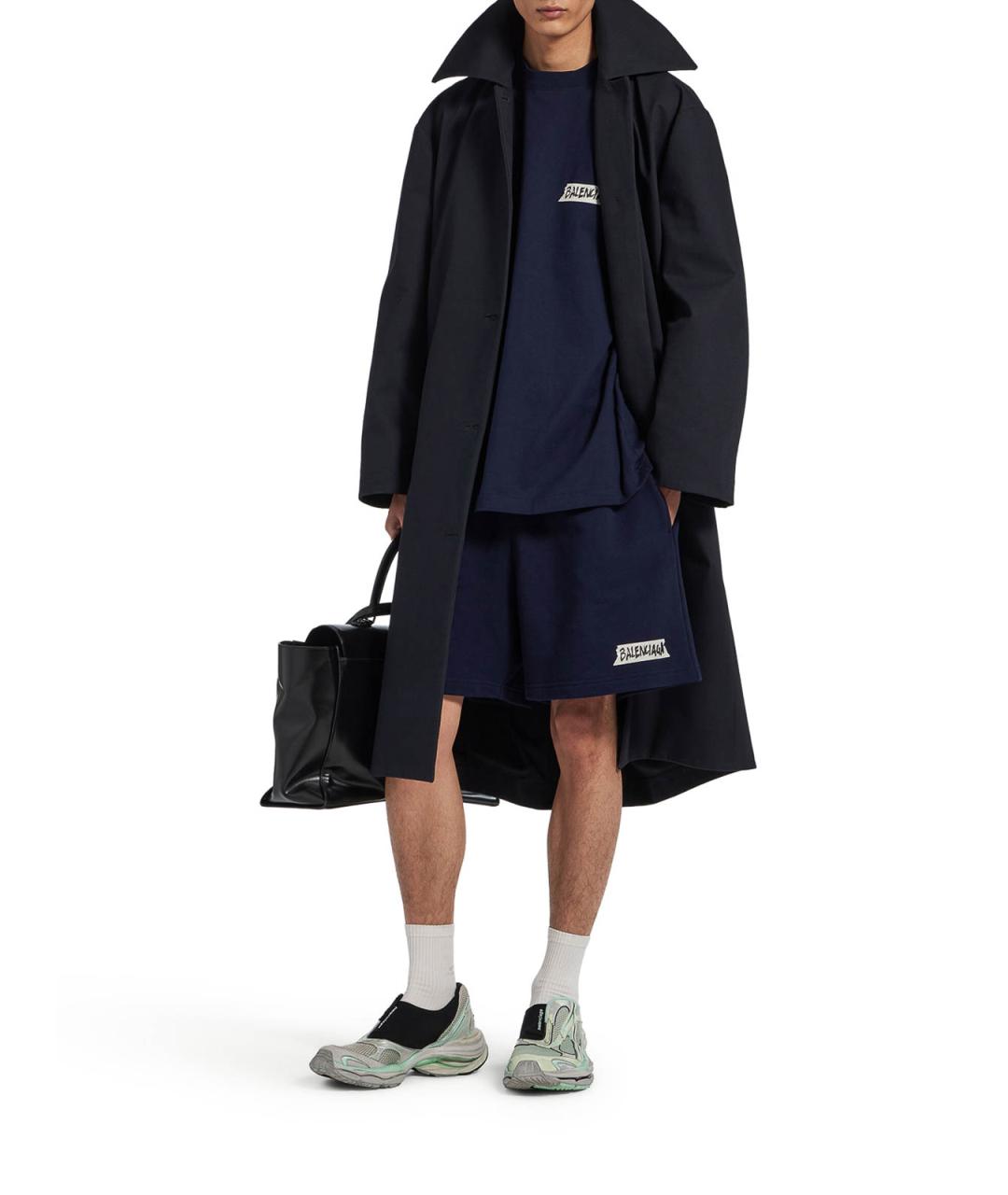 BALENCIAGA Синяя хлопковая футболка, фото 2