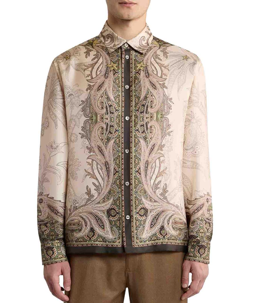 ETRO Бежевая шелковая кэжуал рубашка, фото 3